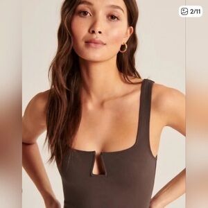 Abercrombie & Fitch LIGHT Brown Square Neck Bodysuit: Size XS